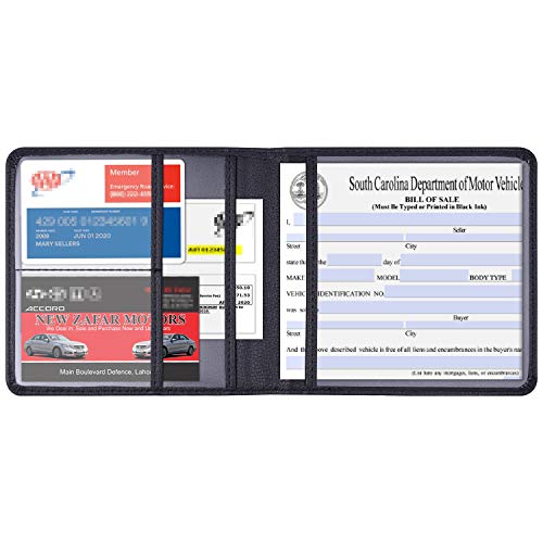 Wisdompro Registration and Insurance Card Holder - Premium PU Leather Vehicle Glove Box Organizer Car Wallet for Document, License and Other Essentials - Black - Image 2
