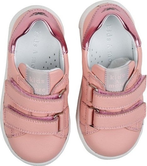 Kids A More Papillon Double Velcro Leather Girls Shoes Powder  - Image 4