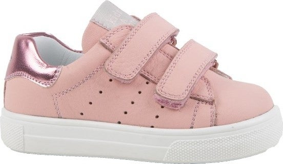Kids A More Papillon Double Velcro Leather Girls Shoes Powder  - Image 1