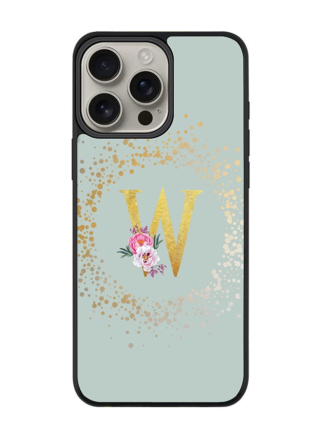 Stylizedd For iPhone 16 Pro Max Case [Compatible with MagSafe] Slim Magnetic cover Phone Case iPhone 16 Pro Max -Custom Monogram Floral - W (Light Grey ) - Image 1
