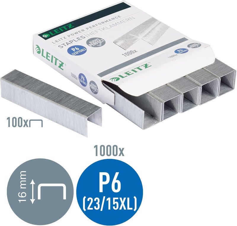 LEITZ 55790000 P6 Power Performance 23/15XL Staples, Power Performance, Resistant Metal Wire, Length 15 mm, 1000 Pieces, Staples Up to 120 Sheet Capacity Global assorted color picks - Image 3