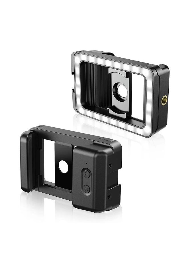 APEXEL FL23 Universal Phone Clip with 17mm + 37mm Thread LED Fill Light Cold Shoe Mount & 1/4in Screw Hole Lens Adapter Compatible with Android/iPhone/Samsung Smartphones Macro/Wide Angle/Fisheye Lens  - Image 1