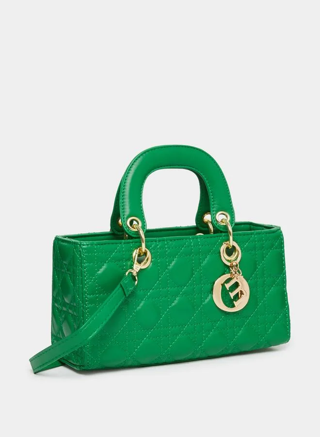 Take Two Take Two Green Quilted Bag with Metal Charm