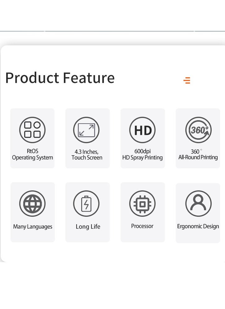Demin M20 Arabic Portable Intelligent Upgraded Handheld Inkjet Printer Gun With 4.3 Inch New Ui Design Touch Screen Quick Drying Inkjet Coding Machine For QR Code Barcode Production Date Time Logo Batch Number 600dpi  - Image 5
