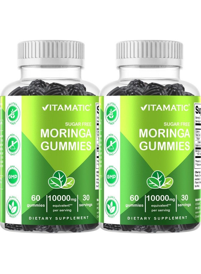 Vitamatic 2 Packs Sugar Free Moringa Gummies- 10000 mg Equivalent Per Serving (from 50:1 Extract 200 mg)- Complete Green Superfood 20X Extract - 60 Pectin Based Gummies - Image 1