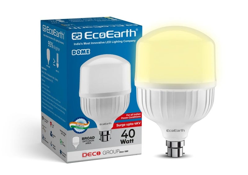 EcoEarth Dome LED High Wattage Bulb with Elegant Design | 40W | B22 | Warm White | Pack of 1 - Image 1