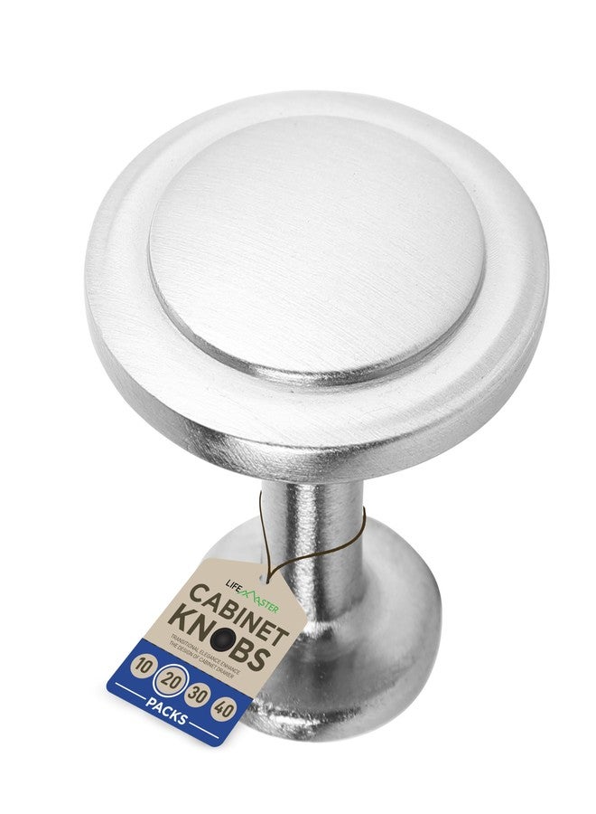 لايف ماستر مجموعة مقابض خزائن لايف ماستر، 20 قطعة، مقاس 1-1/4 بوصة، مطلية بالنيكل المصقول - مقاومة للصدأ، تصميم عصري، مصنوعة من سبائك الزنك المتينة، مزودة ببراغي قصيرة قابلة للتعديل. - Image 1