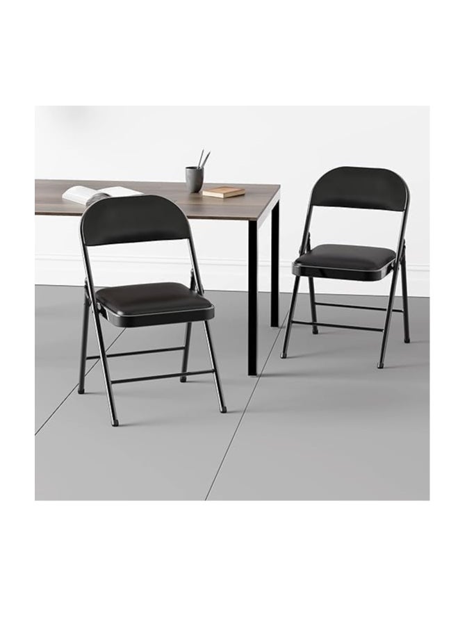ECVV ECVV Folding Chair With Padded Seats Multi Functional Portable Chair For Home Dining Office Outdoor Fishing, Black  - Image 2