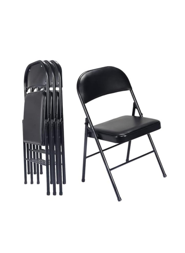 ECVV ECVV Folding Chair With Padded Seats Multi Functional Portable Chair For Home Dining Office Outdoor Fishing, Black  - Image 4