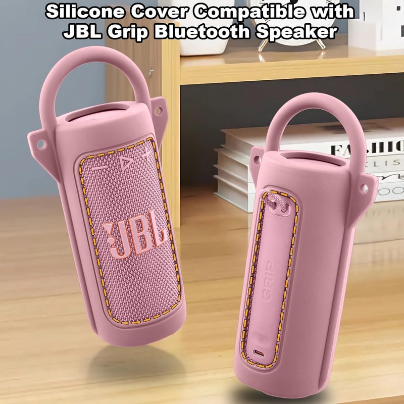 co2CREA Silicone Case for Grip Portable Waterproof Speaker, Portable Travel Soft Cover with Shoulder Strap and Carabiner, Protective Skin Case (Army Pink) - Image 3