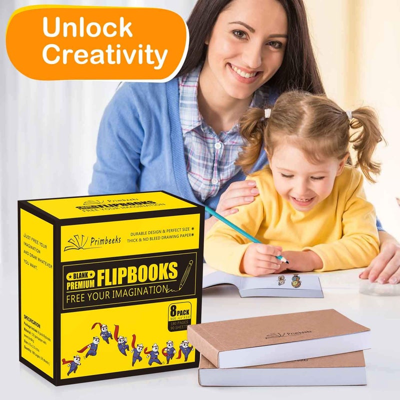 PRIMBEEKS Premium Blank Flipbooks, 720 Sheets (1440 Pages) No Bleed Flip Book Kit, 4.5" x 2.5" Drawing Paper for Animation, Sketching, Cartoon Creation. - Image 4