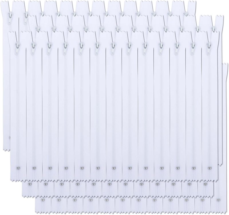 Amariver White Nylon Coil Zippers - 100Pcs Assorted Lengths for Tailor Sewer Sewing Crafter Special Zippers in Bulk - Image 1