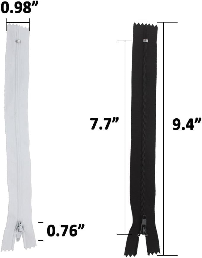 Amariver White Nylon Coil Zippers - 100Pcs Assorted Lengths for Tailor Sewer Sewing Crafter Special Zippers in Bulk - Image 2