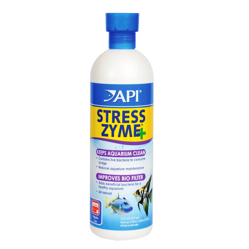 API STRESS ZYME Freshwater and Saltwater Aquarium Cleaning Solution 16-Ounce Bottle - Image 1