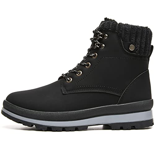 BABUDOG Womens Waterproof Ankle Boots for Outdoor (Non Slip Outsole),Fashion Combat Boots with Side Zipper,Warm Fur Lined Winter Snow Boots(Black.US8) - Image 1