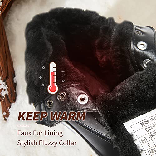 BABUDOG Womens Waterproof Ankle Boots for Outdoor (Non Slip Outsole),Fashion Combat Boots with Side Zipper,Warm Fur Lined Winter Snow Boots(Black.US8) - Image 3