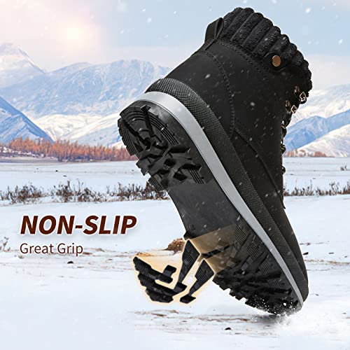 BABUDOG Womens Waterproof Ankle Boots for Outdoor (Non Slip Outsole),Fashion Combat Boots with Side Zipper,Warm Fur Lined Winter Snow Boots(Black.US8) - Image 5
