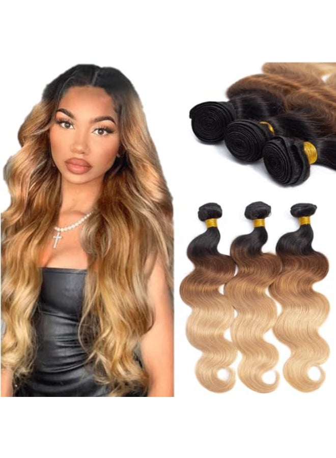 ROYAL IMPRESSION 12A Grade Ombre Bundles Human Hair T1B302716 16 16 Ombre Brown Body Wave Human Hair 3 Bundles 100 Unprocessed Virgin Brazilian Body Wave Hair Quick Weave - Image 1