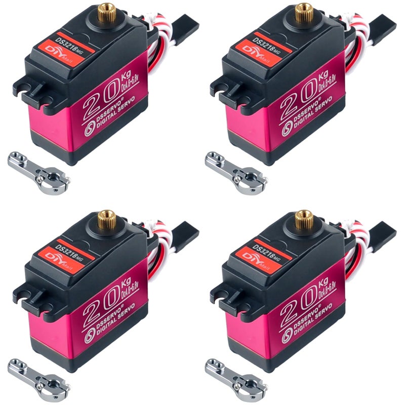 DIYmall DS3218 High Torque Metal Gear Digital Servo Water Resistant RC Servo 20kg 270 Degree Rotation RC Toys DIY Model for Baja Cars Pack of 4 Sets - Image 3