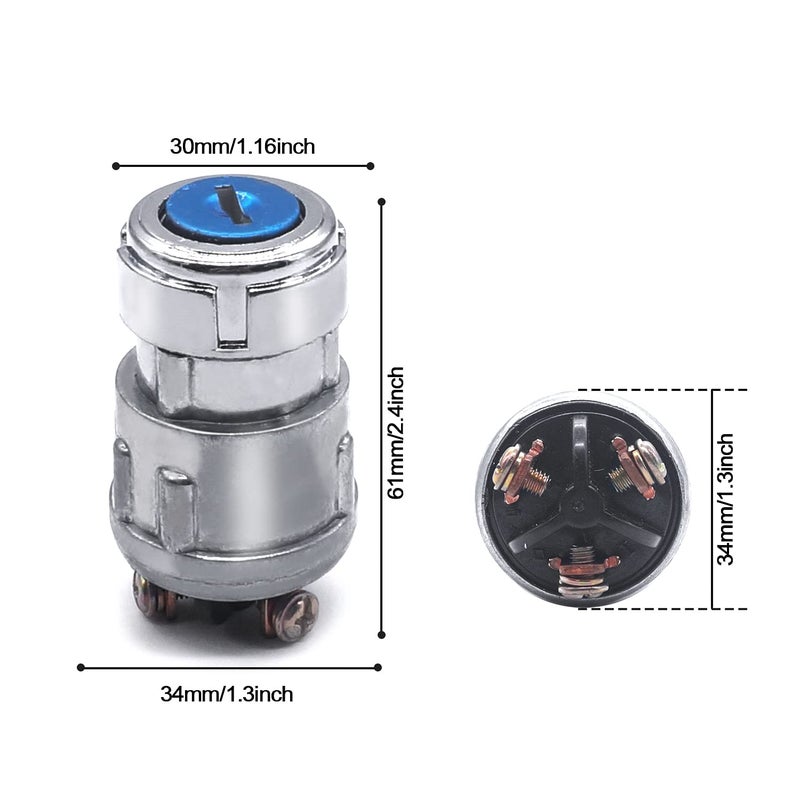 mankk 3 Wires Ignition Switch with Key 12V Universal Engine Starter Key Switch Off/On/(Start) 3 Position with 2 Keys for Car Motorcycle Tractor UTV ATV Modified Car - Image 3