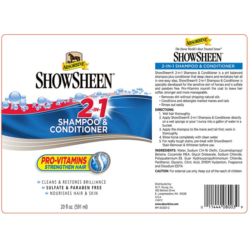 Absorbine ShowSheen 2-in-1 Shampoo & Conditioner, Sulfate and Paraben-Free, 20oz - Image 5
