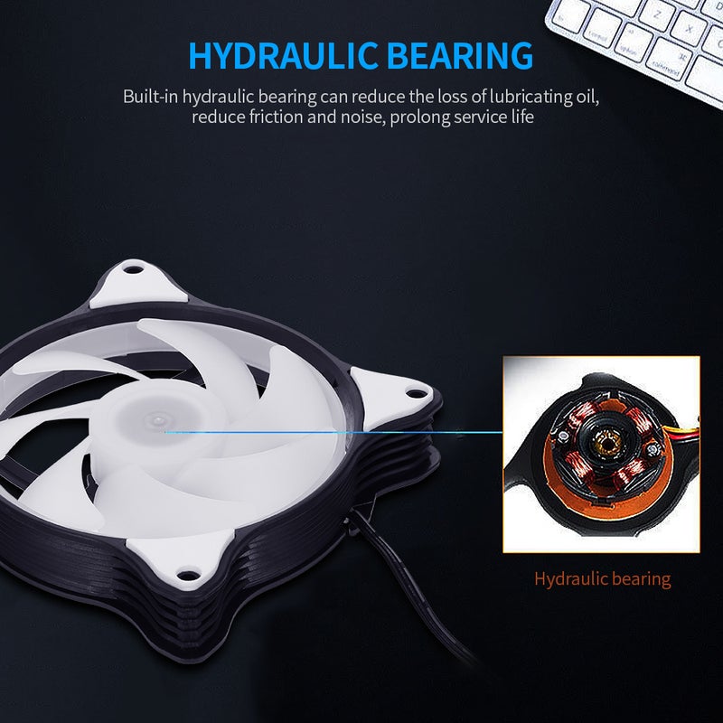Loquat Computer Radiator Case Cooler Mute Cooling Fan With Adjustable RGB Light 12cm multicolour  - Image 5
