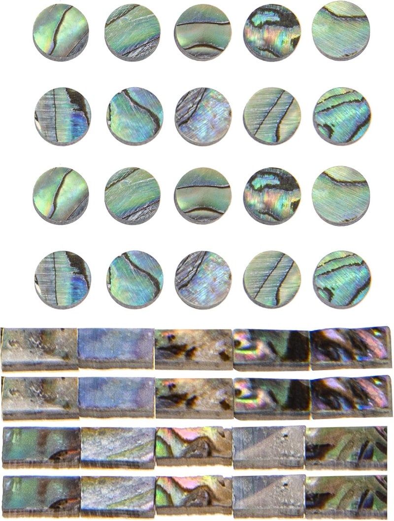 Yootones 40Pcs Paua Abalone Inlay Dots & Real Abalone Shell Binding Purfling Strips Compatible with Guitar Ukulele Banjo Mandolin Maker - Image 1