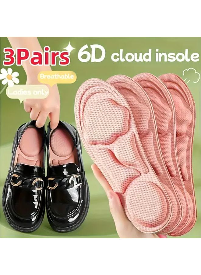 3 Pairs Women Insoles Sakura Pink 6D Cloud Thick Comfortable Breathable Memory Foam Suitable For Athletic And Casual Shoes Size 37 38 - Image 2