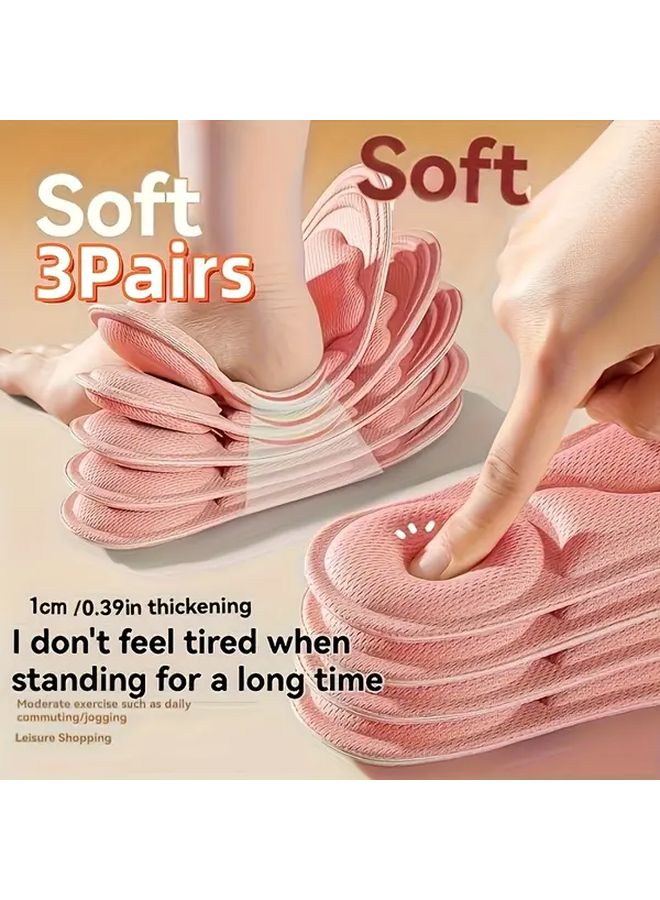 3 Pairs Women Insoles Sakura Pink 6D Cloud Thick Comfortable Breathable Memory Foam Suitable For Athletic And Casual Shoes Size 37 38 - Image 1