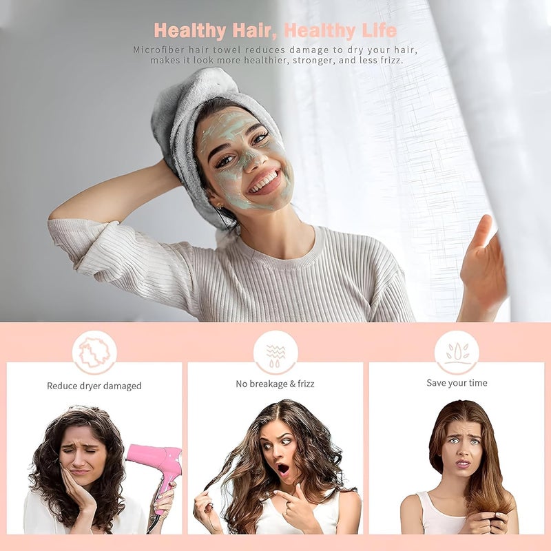 BROOKITCHEN Hair Towel Wrap Absorbent Towel Hair-Drying Bathrobe Magic Hair Warp Towel Super Quick-Drying Microfiber 500 GSM Bath Towel Hair Dry Cap Salon Towel (Multicolor) - Image 4