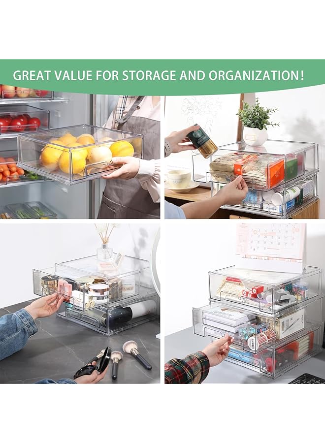NALACAL صناديق تنظيم أدراج الثلاجة القابلة للتكديس، أدراج قابلة للسحب، حاويات تخزين الفاكهة الشفافة لمنظم أدراج الثلاجة، رائعة لمنظمات الثلاجة والتخزين - Image 5
