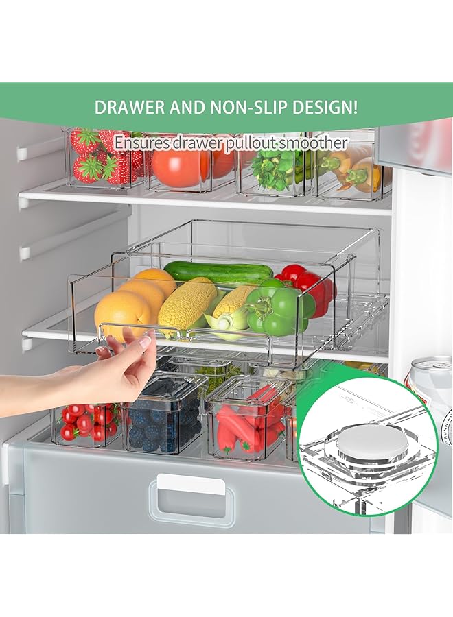 NALACAL صناديق تنظيم أدراج الثلاجة القابلة للتكديس، أدراج قابلة للسحب، حاويات تخزين الفاكهة الشفافة لمنظم أدراج الثلاجة، رائعة لمنظمات الثلاجة والتخزين - Image 4