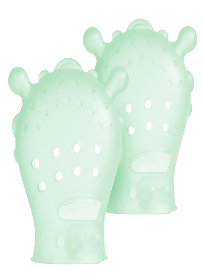 Olababy Clear Sense Silicone Mouthing Mitten (2PK) - Perfect for mouthing and Teething Babies, Adjustable Strap, BPA and Plastic-Free, 0-6 Months, Baby Essentials & Shower Gift (Mint) - Image 1