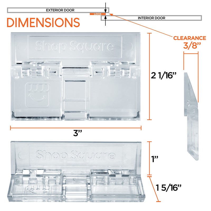 Shop Square Sliding Door Locks â€“ 2 Pack Childproof Safety Locks for Glass Doors & Windows â€“ Strong Adhesive â€“ Shop Square - Image 4