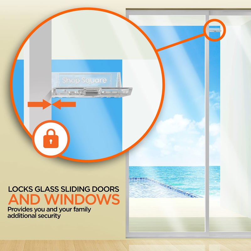 Shop Square Sliding Door Locks â€“ 2 Pack Childproof Safety Locks for Glass Doors & Windows â€“ Strong Adhesive â€“ Shop Square - Image 2