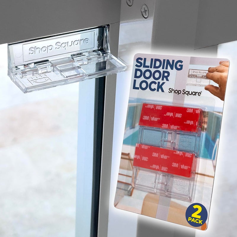 Shop Square Sliding Door Locks â€“ 2 Pack Childproof Safety Locks for Glass Doors & Windows â€“ Strong Adhesive â€“ Shop Square - Image 1