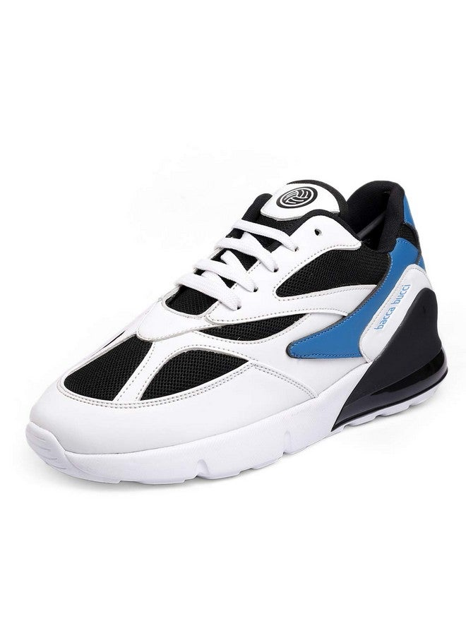 Bacca Bucci® Men's Urban Retro Series 2.0 Color Blocked Fashion Sneaker/Sports for Walking, Party,Shopping,Running & Fun- White & Blue, Size UK8 - Image 1