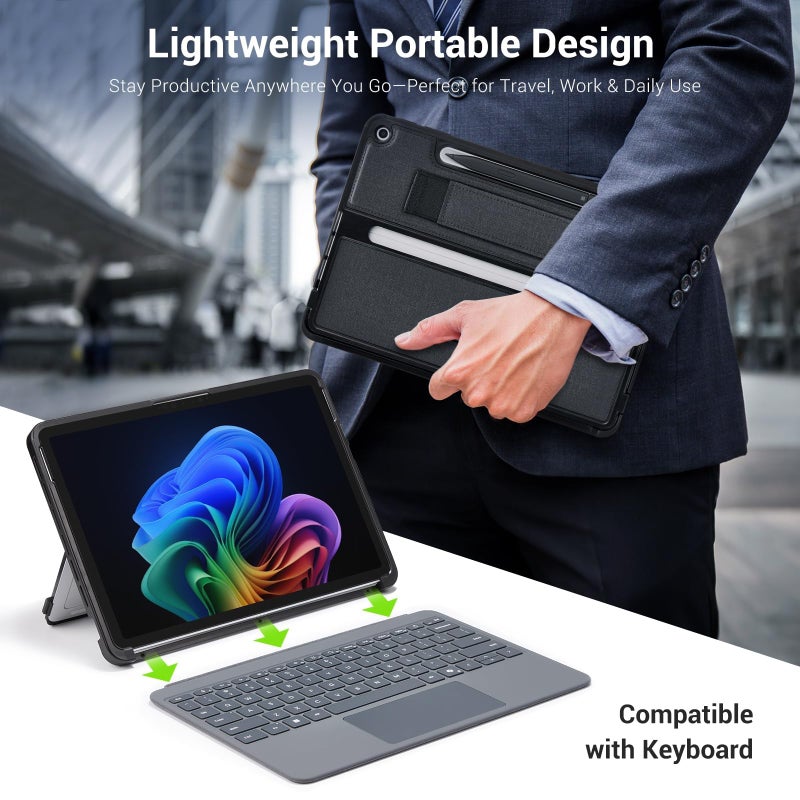 CoBak Rugged Case for Microsoft Surface Pro 12" 2025, Shockproof Protective Cover with Hand Strap, Multi-Angle Kickstand, Built-in Stylus Holder, Compatible with Type Cover Keyboard - Image 4