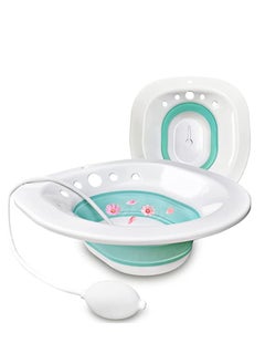 Sitz Bath for Toilet Seat,Hemorrhoids, Postpartum Care, with Flusher, Comfortable Seating, Deep Enough, Relieve Pain, Anti Overflow, Easy to Use and Clean, Water Massage, Foldable