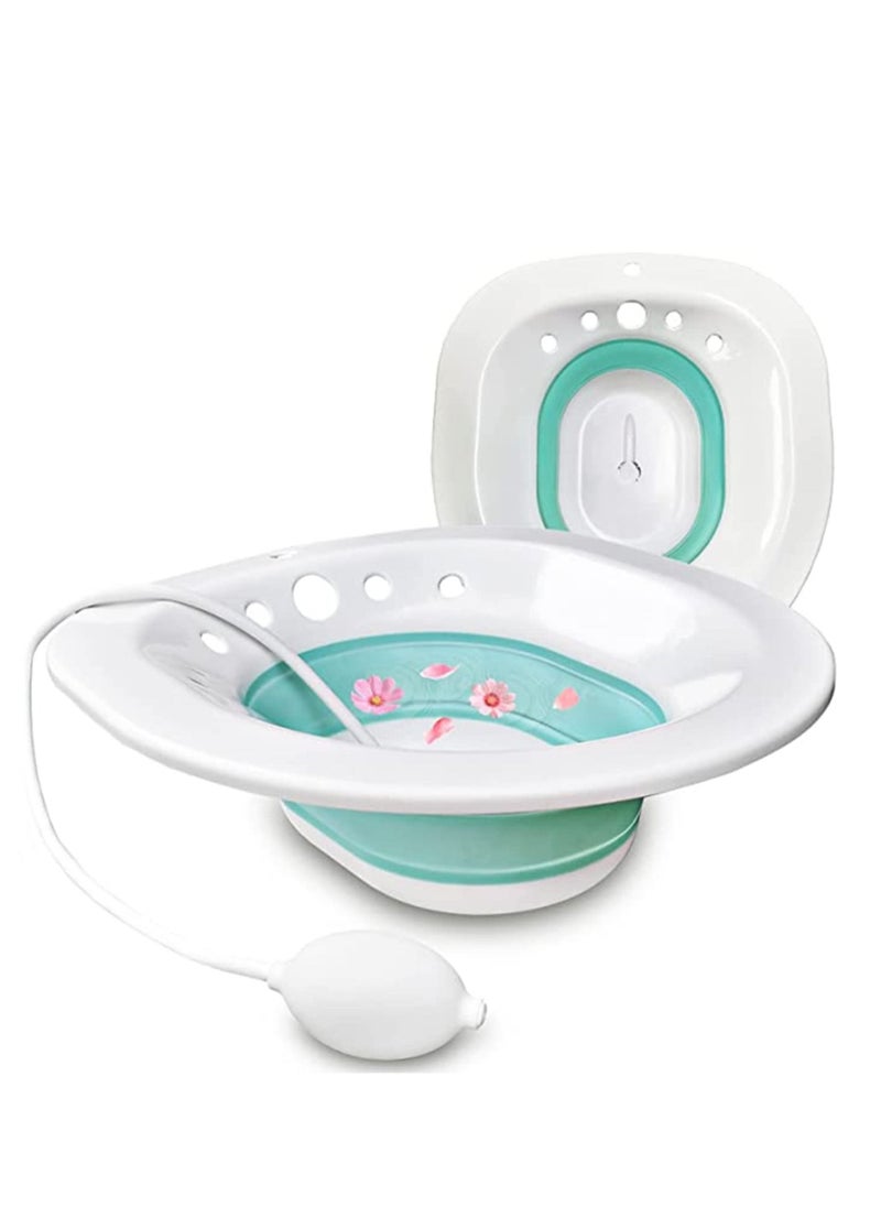 XiuWoo - Sitz Bath for Toilet Seat,Hemorrhoids, Postpartum Care, with Flusher, Comfortable Seating, Deep Enough, Relieve Pain, Anti Overflow, Easy to Use and Clean, Water Massage, Foldable - Image 1