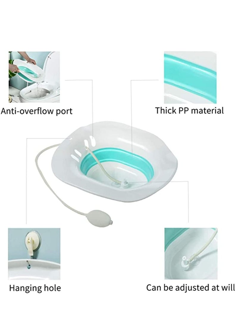 XiuWoo - Sitz Bath for Toilet Seat,Hemorrhoids, Postpartum Care, with Flusher, Comfortable Seating, Deep Enough, Relieve Pain, Anti Overflow, Easy to Use and Clean, Water Massage, Foldable - Image 1