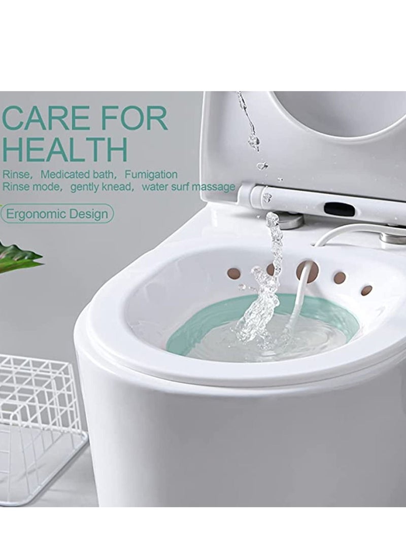 XiuWoo - Sitz Bath for Toilet Seat,Hemorrhoids, Postpartum Care, with Flusher, Comfortable Seating, Deep Enough, Relieve Pain, Anti Overflow, Easy to Use and Clean, Water Massage, Foldable - Image 1