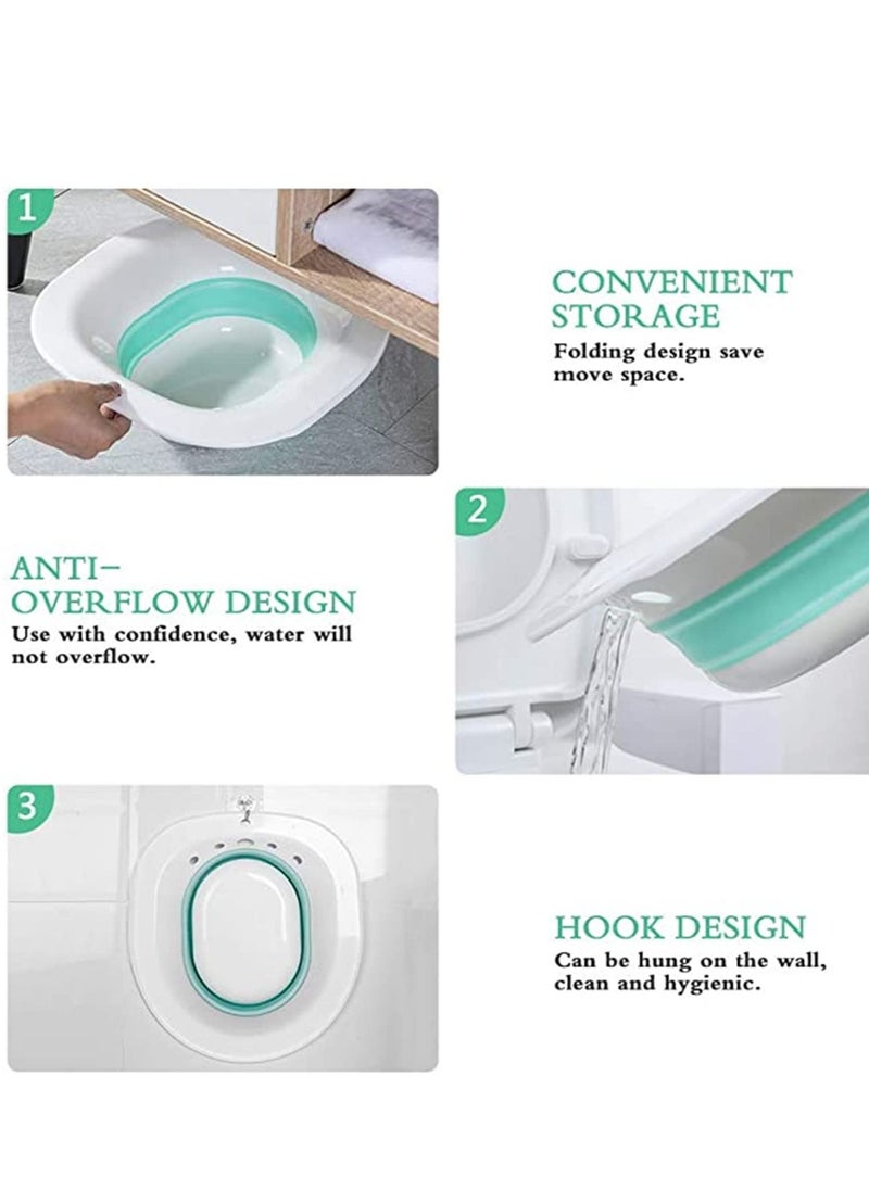 XiuWoo - Sitz Bath for Toilet Seat,Hemorrhoids, Postpartum Care, with Flusher, Comfortable Seating, Deep Enough, Relieve Pain, Anti Overflow, Easy to Use and Clean, Water Massage, Foldable - Image 1