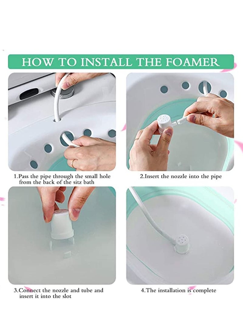 XiuWoo - Sitz Bath for Toilet Seat,Hemorrhoids, Postpartum Care, with Flusher, Comfortable Seating, Deep Enough, Relieve Pain, Anti Overflow, Easy to Use and Clean, Water Massage, Foldable - Image 1