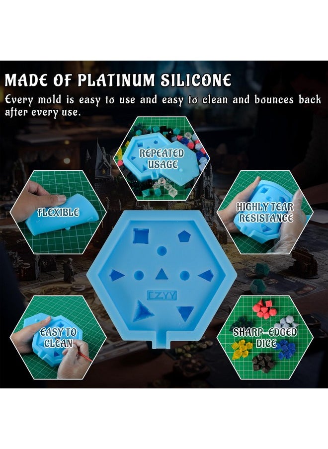 Dnd Dice Mold Silicone 7 Standard Polyhedral Sharp Edge Dice Slab Mould For D&D Tabletop Rpg