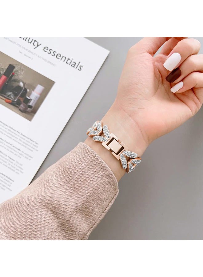 Juntan Compatible with Apple Watch Band 38mm 40mm 41mm 42mm 44mm 45mm, Bring Diamond Watch Bracelet Replacement for iWatch Bands Series 8 7 6 5 4 3 2 1 SE Womens Slim Metal Watch Strap - Image 2