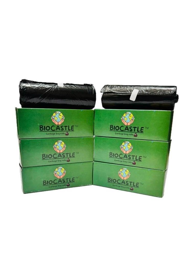 BIOCASTLE أكياس القمامة BIOCASTLE لحاويات القمامة حجم متوسط 19x21 بوصة 180 قطعة 30 قطعة × 6 لفات للنفايات الجافة والرطبة - Image 3
