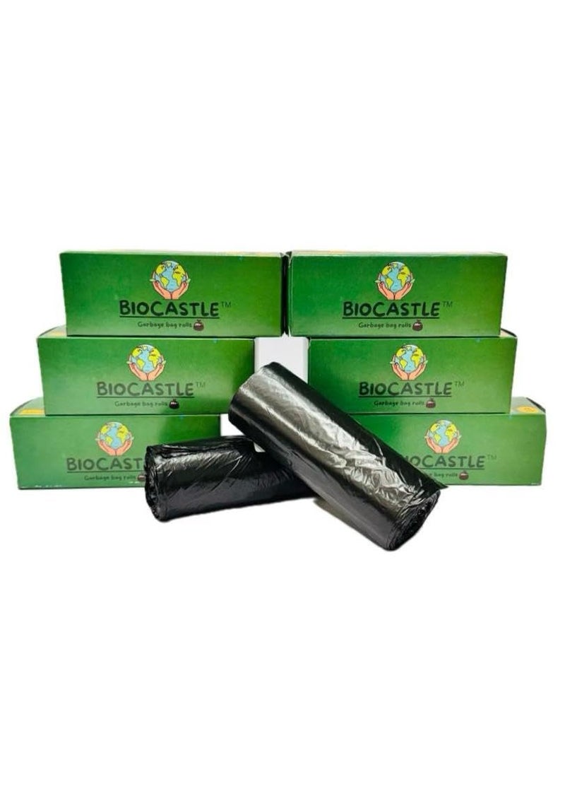 BIOCASTLE أكياس القمامة BIOCASTLE لحاويات القمامة حجم متوسط 19x21 بوصة 180 قطعة 30 قطعة × 6 لفات للنفايات الجافة والرطبة - Image 2