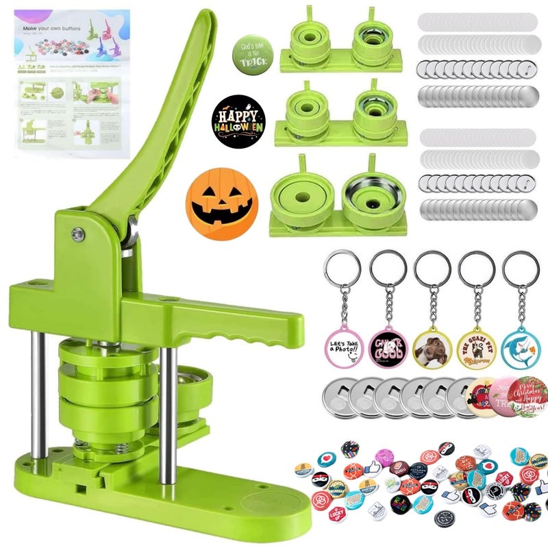 NantFun NantFun Button Maker Machine Multiple Sizes 330 Sets Pin Maker 1125225 Button Making Supplies DIY Pinback Button10 Keychain Badge10 Bottle Opener Button10 Flat Badge for Christmas Party 