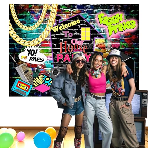 Mocsicka Hip Hop Graffiti Theme Photography Backdrops 80's 90's Colorful Brick Wall Photo Booth Retro Music Rock Punk Party Banner Decorations Studio Props - Image 4